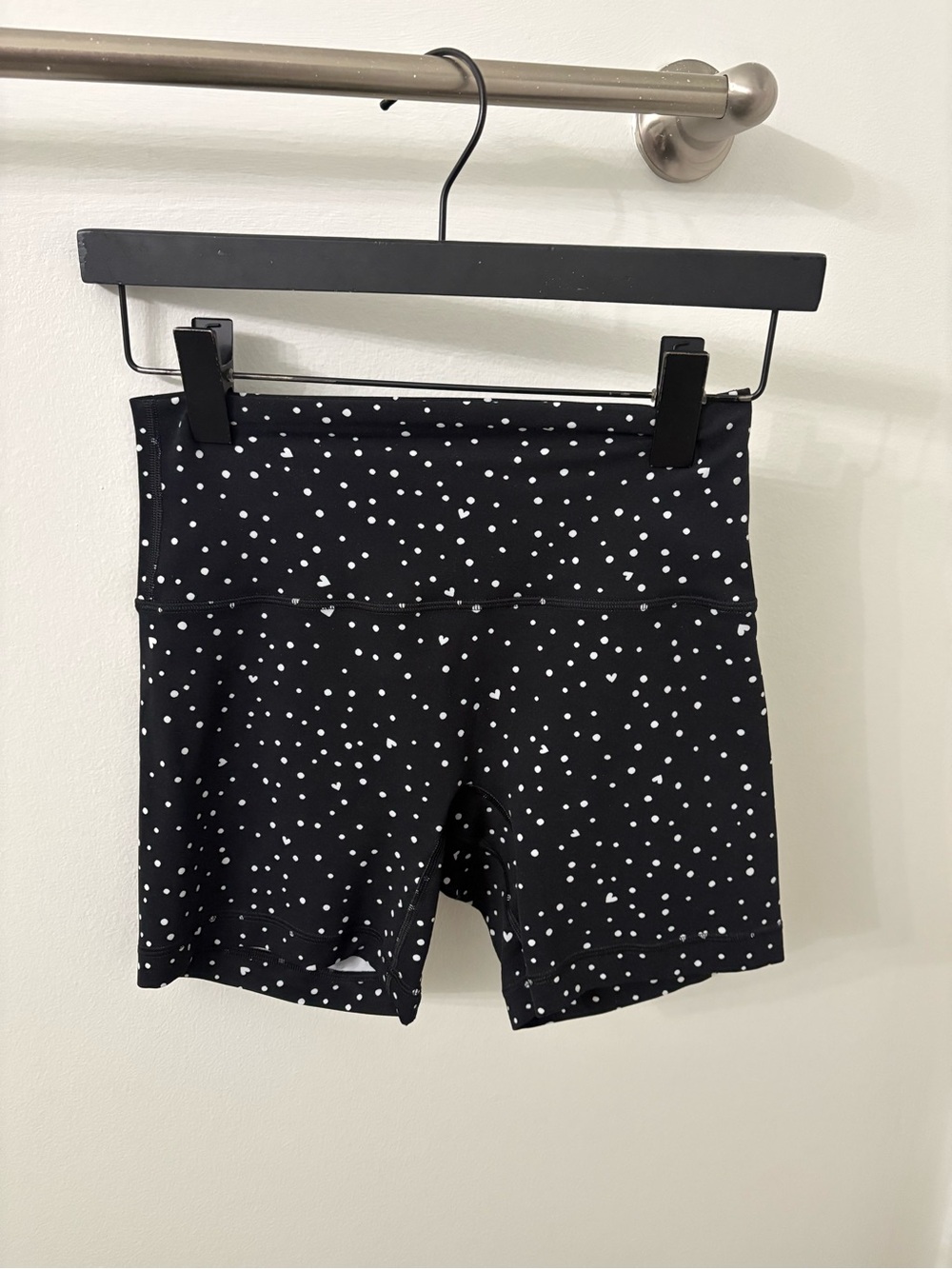 lululemon athletica Black Shorts with White Polka Dot Print